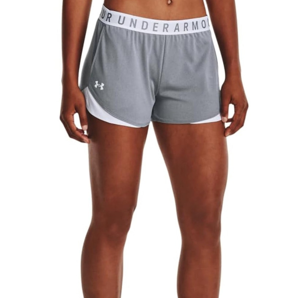 Under Armour Women's Play Up 3.0 Shorts Steel Gray White Size XXL Gym 1344552